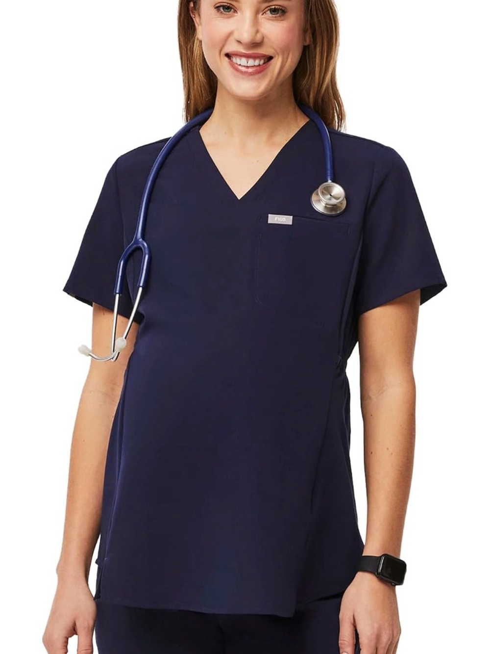 FIGS Maternity Octavia Navy Scrub Top